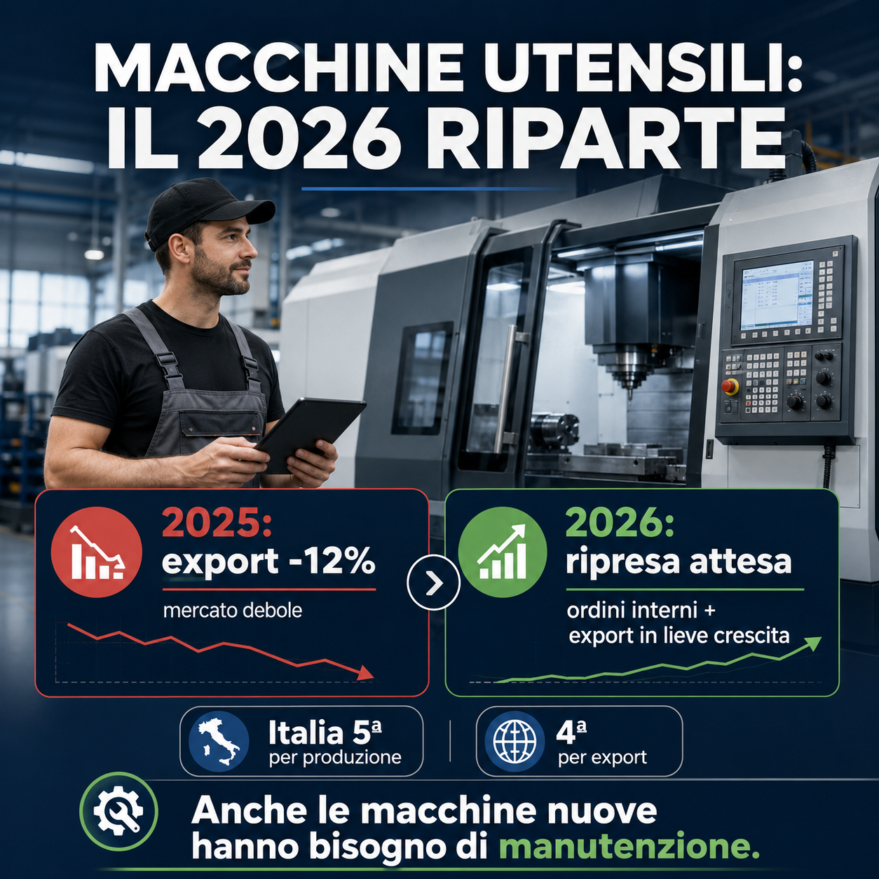 Macchine utensili 2026 ripresa e manutenzione industriale